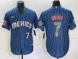 2023 World Cup Mexico #7 Julio Urias blue majestic baseball jerseys 76