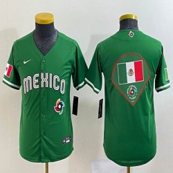 Youth 2023 World Cup Mexico blank green majestic baseball jerseys 02