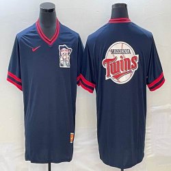 Nike Minnesota Twins blank blue majestic baseball MLB jerseys big logo 01