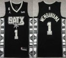 Nike San Antonio Spurs #1 Victor Wembanyama black basketball jerseys with 6 patch-XD