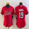 Women Nike 49ers #19 Deebo Samuel red baseball jerseys Joint name-BD