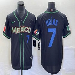 2023 World Cup Mexico #7 Julio Urias black majestic baseball jerseys 143