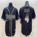 Nike Oakland Raiders #4 Derek Carr black baseball jerseys Joint name-BD 02