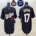 2024 World Series and 34 patch Dodgers #17 Shohei Ohtani Nike black majestic baseball Jersey