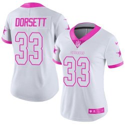 Nike Dallas Cowboys #33 Tony Dorsett women white pink Color Rush Limited Jersey