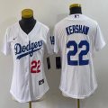 Women Nike Los Angeles Dodgers 22 Clayton Kershaw white majestic baseball jerseys