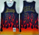 Los Angeles Lakers #34 Shaquille O'Neal black yellow red Throwback nba jerseys-LT