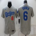 New Nike Los Angeles Dodgers #6 Turner gray Flexbase Authentic Collection Jersey