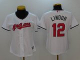 Women Cleveland Indians #12 Francisco Lindor white Road Mothers Day Flex Base Jersey