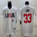 2023 World Cup #33 Lance Lynn white USA majestic baseball jerseys 09