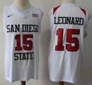 San Diego State University #15 Kawhi Leonard white ncaa basketball jersey