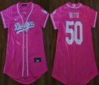 Custom Nike Los Angeles Dodgers Mookie Betts Pink baseball Jerseys