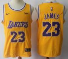 Nike Los Angeles Lakers #23 LeBron James yellow NBA jerseys with Wish Patch-S8