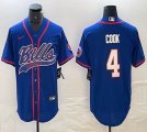 Nike Buffalo Bills #4 James Cook blue baseball jerseys Joint name-BD