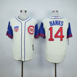 Chicago Cubs Ernie Banks #14 beige throwback mlb baseball jersey