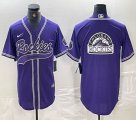 Nike Colorado Rockies blank purple majestic baseball jerseys Joint name -BD 02