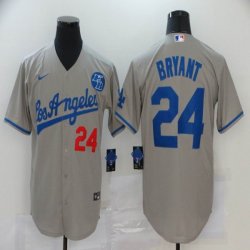 Nike Los Angeles Dodgers #24 Kobe Bryant gray majestic baseball Jersey-KB patch-BD