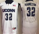 Uconn Huskies #32 Hamilton white ncaa basketball jersey