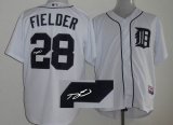 Detroit Tigers #28 Prince Fielder white MLB signature Jerseys