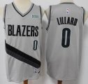 Nike Portland Trail Blazers #0 Damian Lillard Gray NBA Jersey -S8