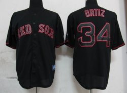 MLB Boston Red Sox 34 Ortiz Black Fashion Jerseys