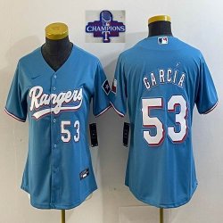 2023 Champions Women Nike Texas Rangers #53 Adolis Garcia blue majestic baseball jerseys-BD 01