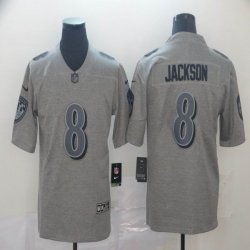 Baltimore Ravens #8 Lamar Jackson Hemp Gray Color Rush Limited Jersey-BD