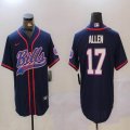 Buffalo Bills 17# Josh Allen dark blue nike baseball jerseys Joint name-BD