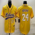 Nike Los Angeless Lakers #24 Kobe Bryant yellow baseball jerseys Joint name-BD 01