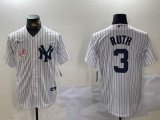 Nike New York Yankees #3 Babe Ruth white majestic baseball Jersey 01