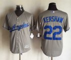 Los Angeles Dodgers #22 Clayton Kershaw grey majestic baseball jerseys