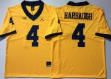 Jordan Brand Michigan Wolverines Jim Harbaugh 4 Yellow College Football Elite Jersey-PNS