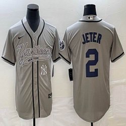 Nike New York Yankees #2 Derek Jeter Grey majestic MLB baseball Jerseys Joint name