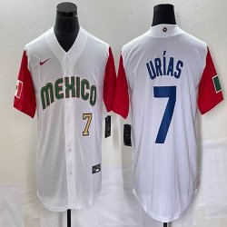 2023 World Cup Mexico #7 Julio Urias white red majestic baseball jerseys 04