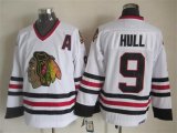 Reebok Blackhawks #9 Bobby Hull CCM white nhl Jersey A patch