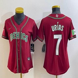 Women 2023 World Cup Mexico #7 Julio Urias red majestic baseball jerseys 09