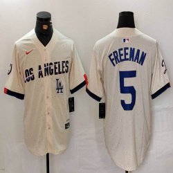 Dodgers #5 Freddie Freeman beige fashion majestic baseball jerseys 04