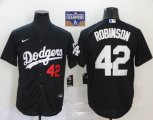 Nike Los Angeles Dodgers #42 Jackie Robinson Black Majestic baseball jersey