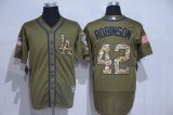 Los Angeles Dodgers 42 Robinson Green Salute to Service Stitched MLB Jersey