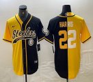 Nike Pittsburgh Steelers 22# Najee Harris yellow black splits baseball Joint name -BD