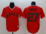 Los Angeles Angels #27 Mike Trout red majestic baseball jersey-BD