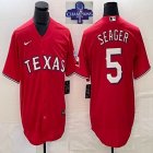 2023 Champions Nike Texas Rangers #5 Seager red majestic baseball jerseys