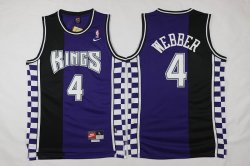 2016 Sacramento kings Chris Webber #4 purple split black basketball jerseys