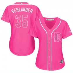 2017 Women Detroit Tigers #35 Justin Verlander pink majestic mlb jersey