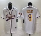 Nike Los Angeless Lakers #8 Kobe Bryant yellow baseball jerseys Joint name-BD