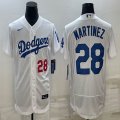 Nike Los Angeles Dodgers #28 Martinez white Flexbase Authentic Collection Jersey 01