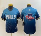 Youth Nike Philadelphia Phillies blank blue majestic baseball jerseys city version 02