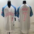 2023 World Cup Mexico #7 Julio Urias white skyblue majestic baseball jerseys 07