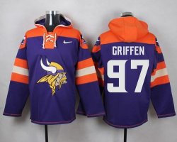 Custom Nike Minnesota Vikings #97 Griffen purple orange nfl Hooded Sweatshirt