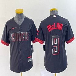 Youth Nike Cincinnati Reds #9 Mclain black majestic baseball jerseys Joint name-BD